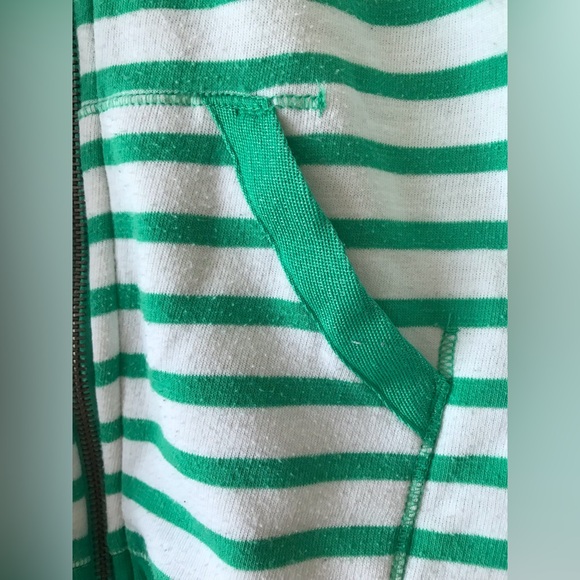 Cat & Jack size 6 / 6X zip-up hooded sweatshirt with green and white stripes GUC - Picture 5 of 8